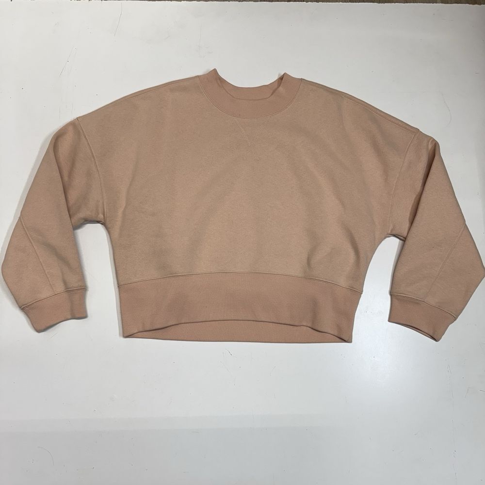 Frame Oversized Cropped Sweatshirt Tan Cream Pink Women's Medium Thick